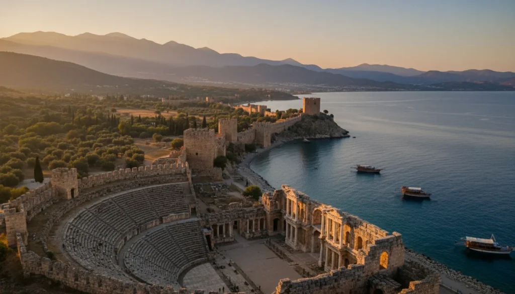 In Antalya, I want to get off at the pier (Kaleiçi / Yat Limanı) and quickly explore Hadrian’s Gate, the Inner Castle walls, and the historic guesthouse streets of Kaleiçi in 3–4 hours. What would be the most sensible walking order and the best short break spots?