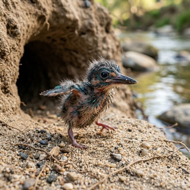 Baby Kingfisher Chick: Tiny Riverbank Flash