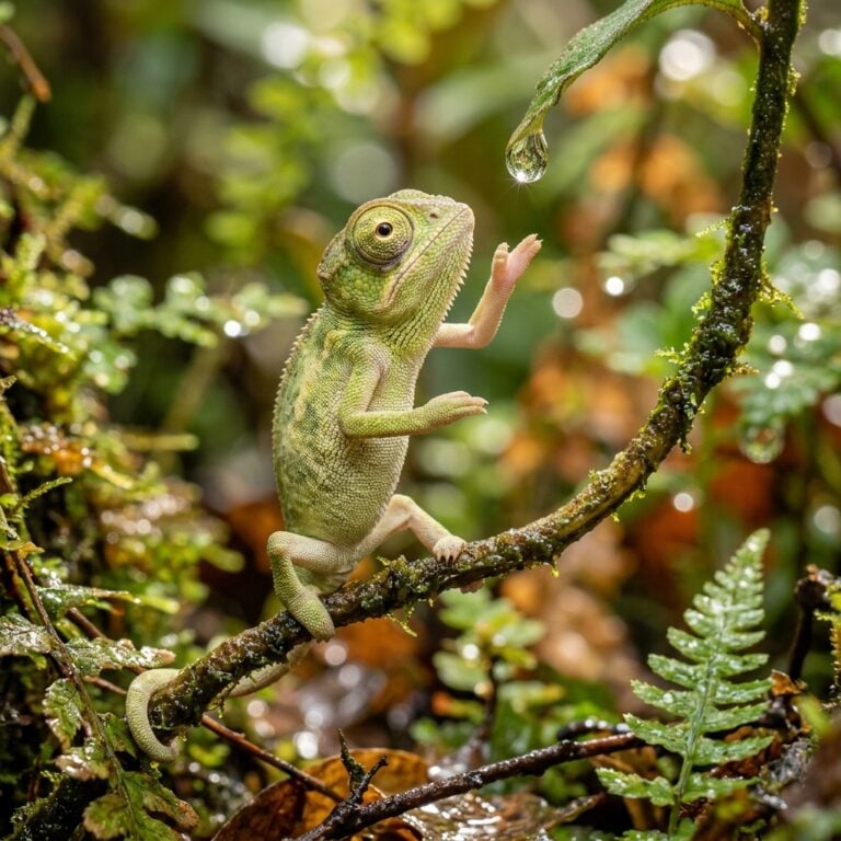 Newborn Tarzan Chameleons: Tiny Climbers at Dawn