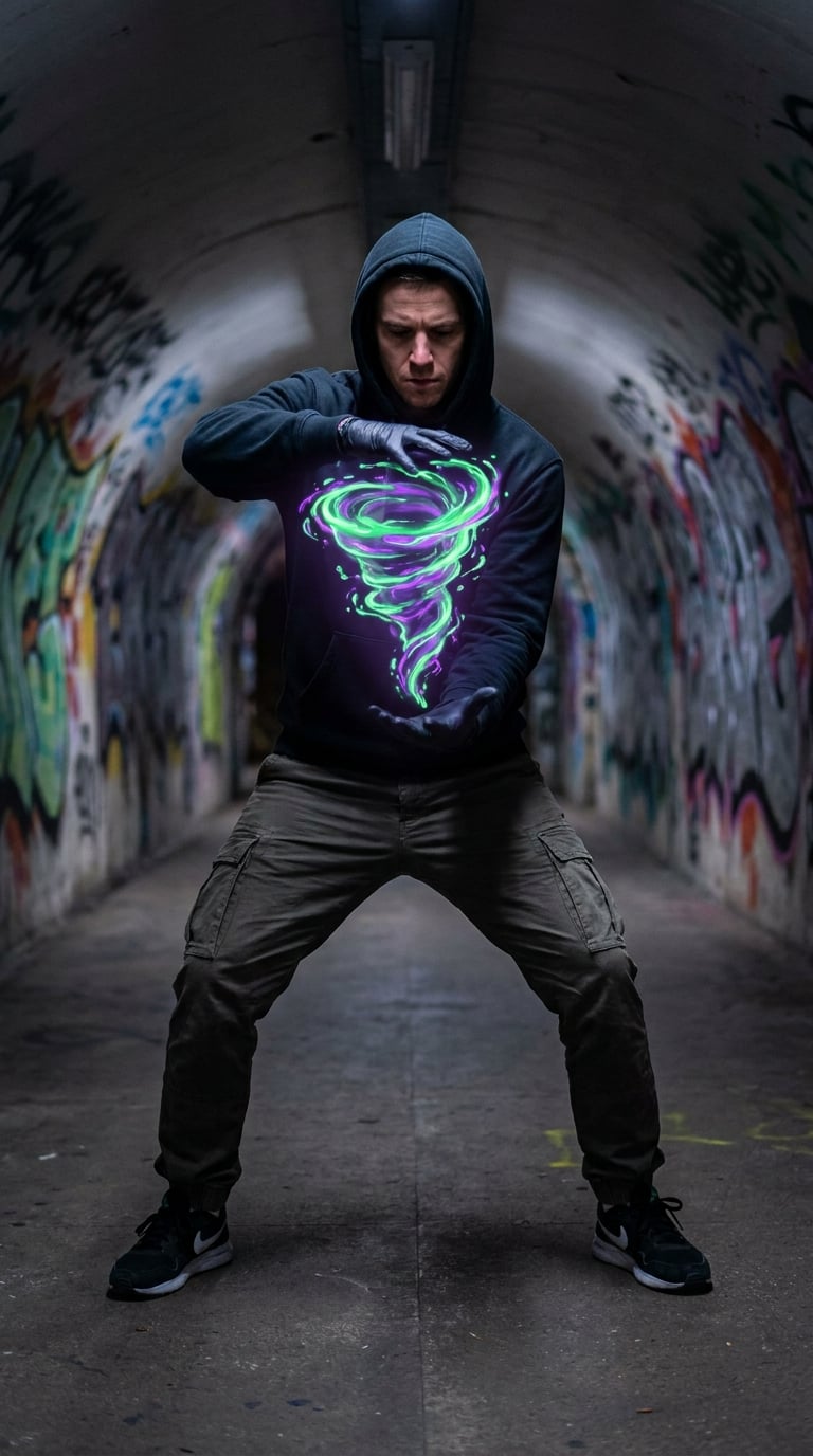 Bir b-boy rüzgar değirmeni yapıyor