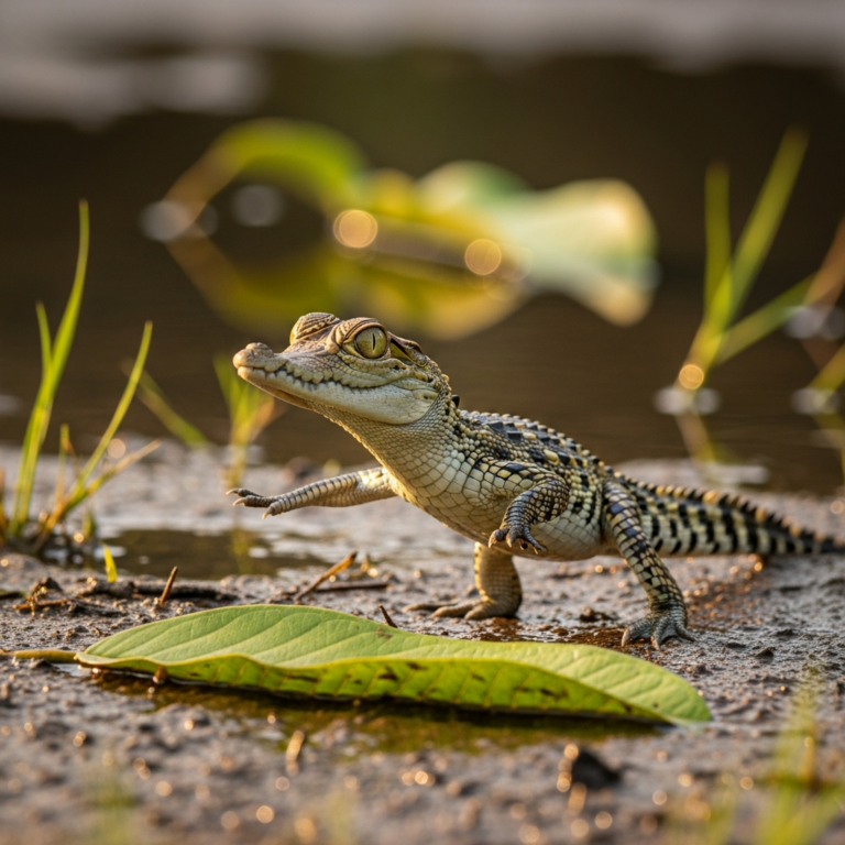 Baby Philippine Crocodile: A Tiny Marsh Hunter