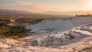 I want to visit the museum in Denizli city center and then see Hierapolis. What should the order be, what is the most practical option to get from the city to Pamukkale, and where should I go for dinner?