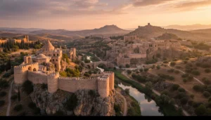 I want to go out from Kaleiçi Neighborhood in Denizli to Denizli Castle for a sunset view; how should I plan the photo shoot, the walking time/inclines, and a dinner break?