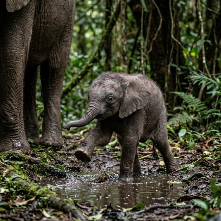 Newborn African Forest Elephant Calves