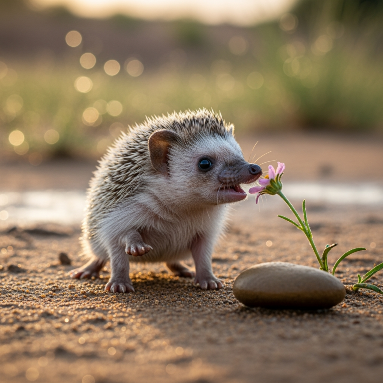 Baby Indian Long-Eared Hedgehog: Tiny, Alert, and New