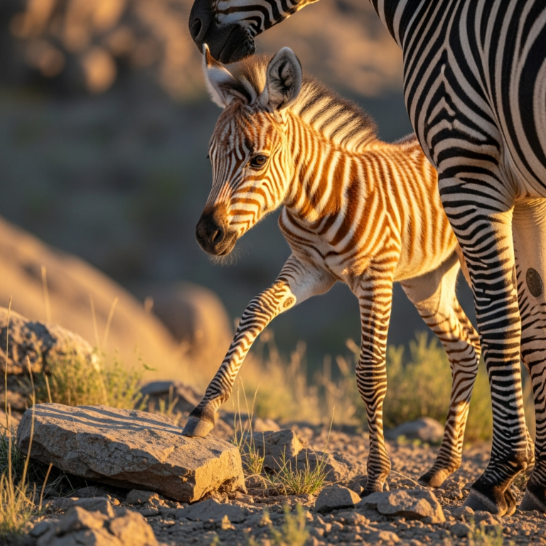 Newborn Hartmann’s Mountain Zebra Foal