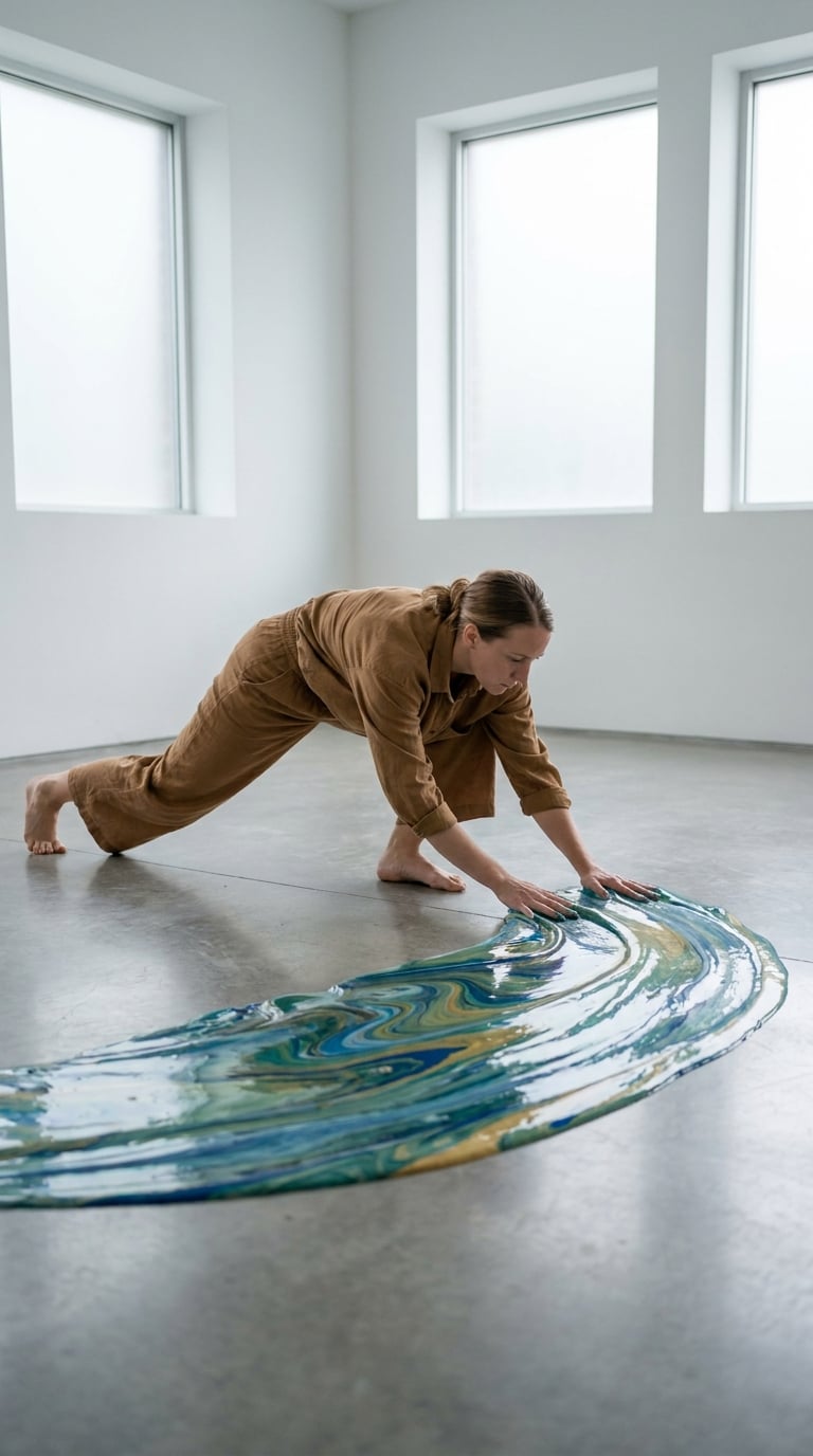 Çağdaş bir dansçı zemin üzerinde kaydıyor