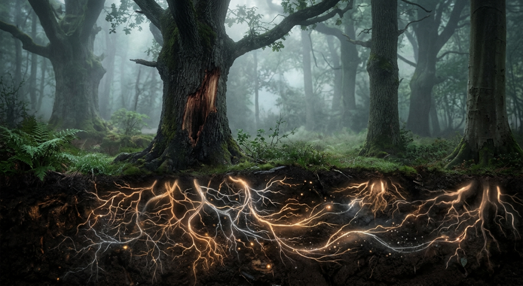Root underground telephone line