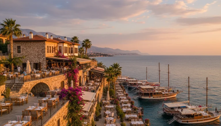 In Konyaaltı or Lara, where are restaurants with a wide menu that are convenient for families with children to go to in the early hours?